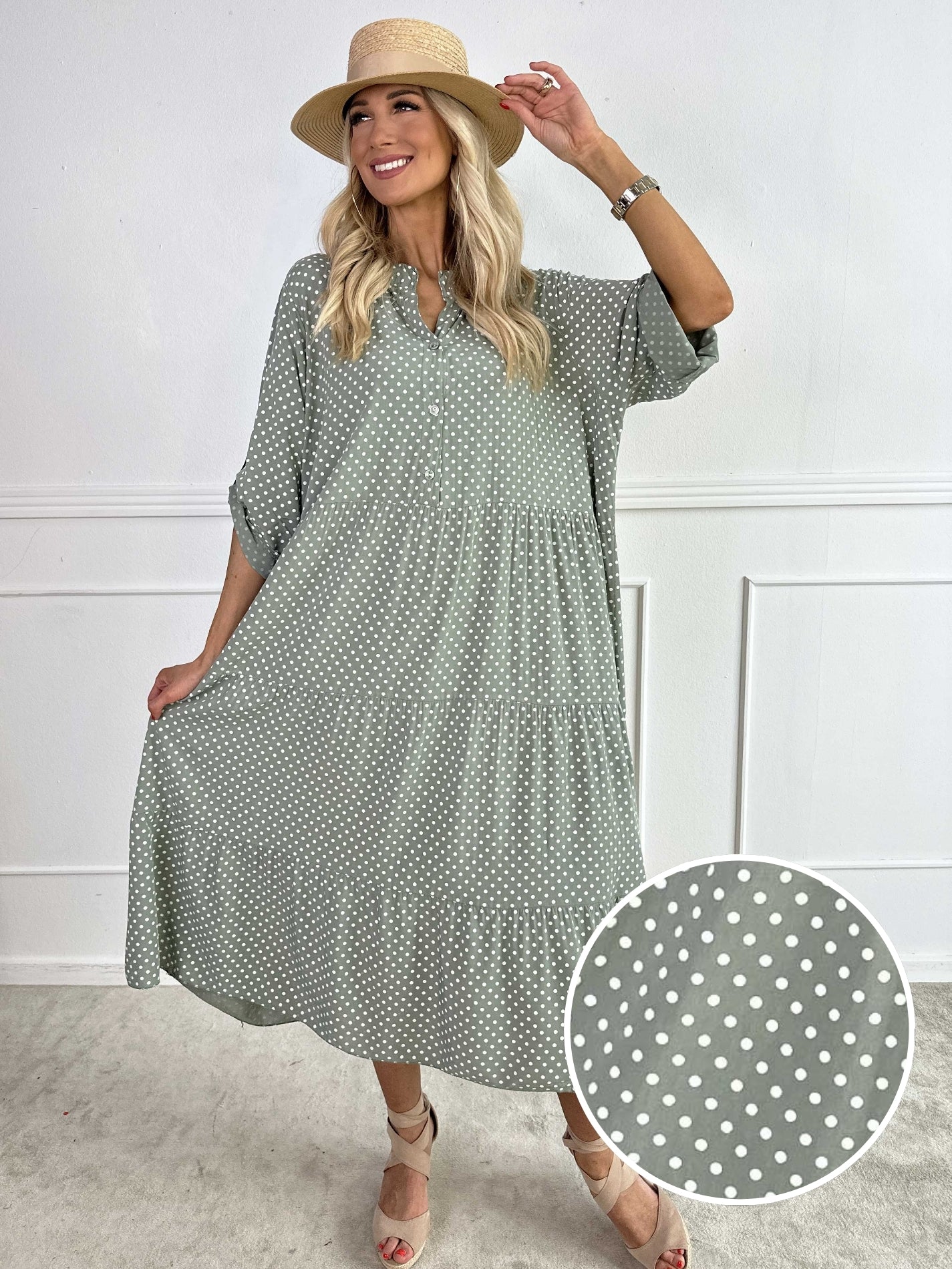 Dotti - Klänning med lager på lager-look i viskos